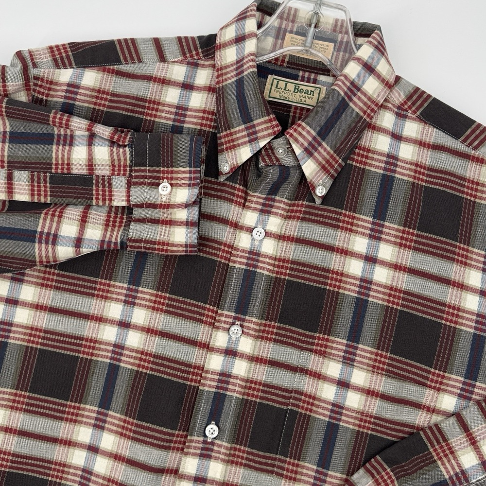 Vintage L.L.Bean Plaid Button Down Shirt USA Made Men's 16-35 Americana Outdoors
